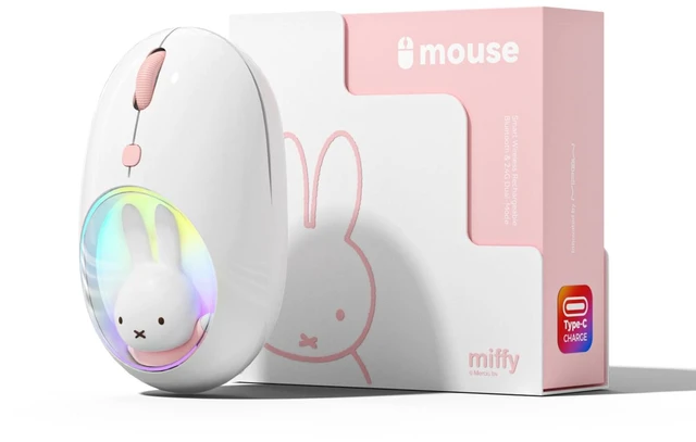 Main image of Miffy Wireless Bluetooth Optical Mouse Dual Mode (BT 5.0and 2.4GHz) Rechargeable LED Plus-Version DPI for Laptop/iPad/Tablet/Apple/Computer/Mac Book -Pink