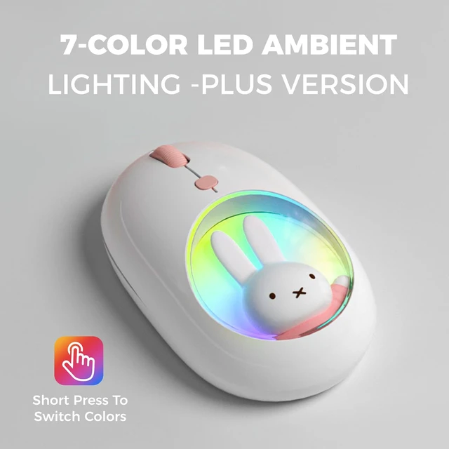 Alt view image 2 of 7 - Miffy Wireless Bluetooth Optical Mouse Dual Mode (BT 5.0and 2.4GHz) Rechargeable LED Plus-Version DPI for Laptop/iPad/Tablet/Apple/Computer/Mac Book -Pink
