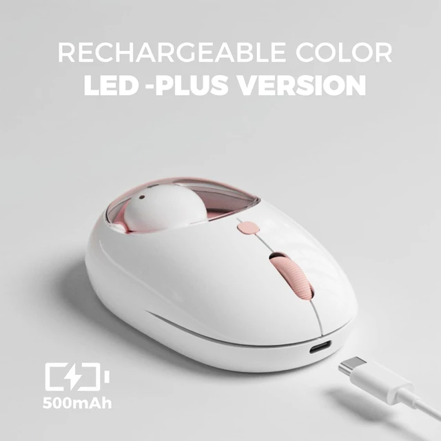 Alt view image 3 of 7 - Miffy Wireless Bluetooth Optical Mouse Dual Mode (BT 5.0and 2.4GHz) Rechargeable LED Plus-Version DPI for Laptop/iPad/Tablet/Apple/Computer/Mac Book -Pink