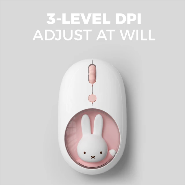Alt view image 4 of 7 - Miffy Wireless Bluetooth Optical Mouse Dual Mode (BT 5.0and 2.4GHz) Rechargeable LED Plus-Version DPI for Laptop/iPad/Tablet/Apple/Computer/Mac Book -Pink