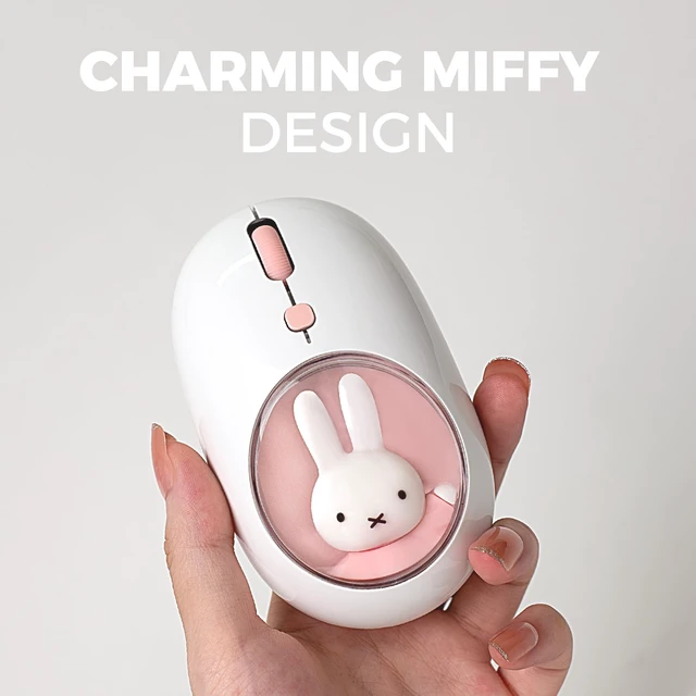 Alt view image 5 of 7 - Miffy Wireless Bluetooth Optical Mouse Dual Mode (BT 5.0and 2.4GHz) Rechargeable LED Plus-Version DPI for Laptop/iPad/Tablet/Apple/Computer/Mac Book -Pink