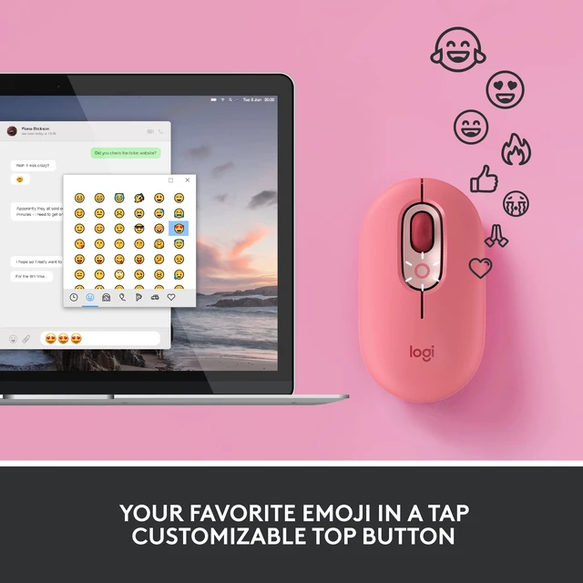 Alt view image 3 of 7 - POP Mouse Compact and Portable Wireless - Heartbreaker Rose | Compact, portable, programmable buttons, quiet clicks, easy-switch up to 3 devices, for laptop, tablet, PC