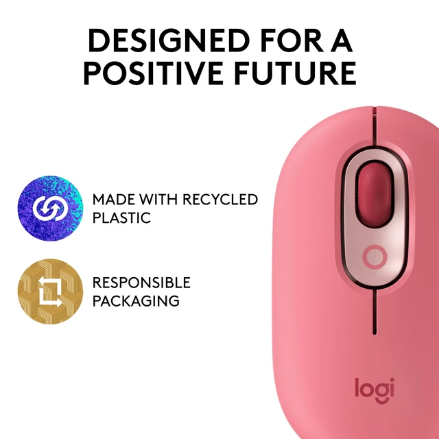 Alt view image 5 of 7 - POP Mouse Compact and Portable Wireless - Heartbreaker Rose | Compact, portable, programmable buttons, quiet clicks, easy-switch up to 3 devices, for laptop, tablet, PC