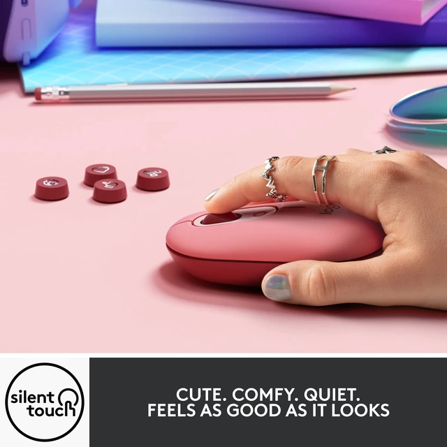 Alt view image 4 of 7 - POP Mouse Compact and Portable Wireless - Heartbreaker Rose | Compact, portable, programmable buttons, quiet clicks, easy-switch up to 3 devices, for laptop, tablet, PC