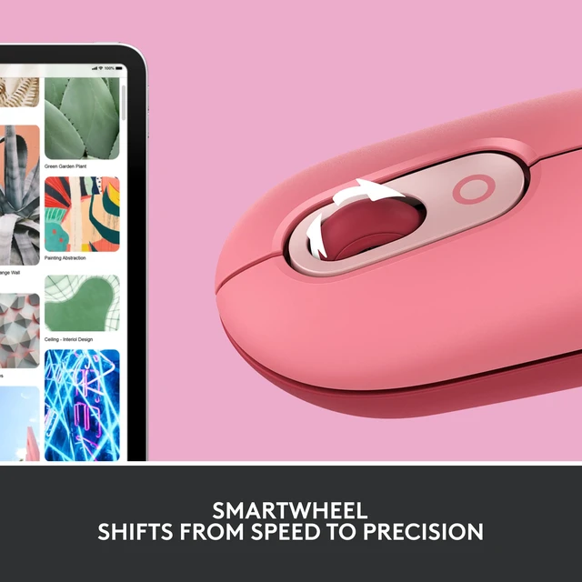 Alt view image 7 of 7 - POP Mouse Compact and Portable Wireless - Heartbreaker Rose | Compact, portable, programmable buttons, quiet clicks, easy-switch up to 3 devices, for laptop, tablet, PC