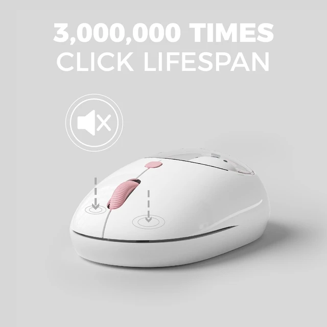 Alt view image 4 of 7 - Miffy Wireless Bluetooth Optical Mouse Dual Mode (BT 5.0 and 2.4GHz USB) DPI Silent for Laptop/iPad/Tablet/Apple/Computer/Mac Book -Pink