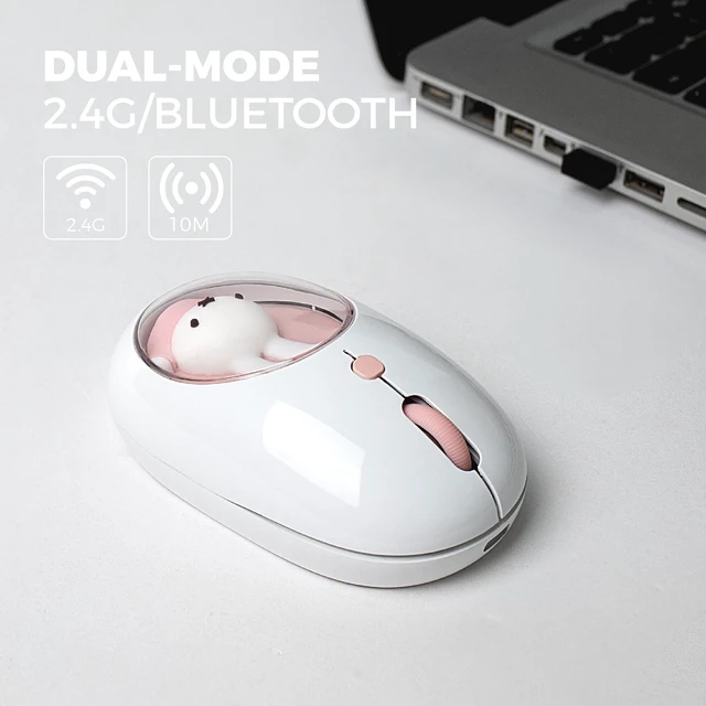 Alt view image 7 of 7 - Miffy Wireless Bluetooth Optical Mouse Dual Mode (BT 5.0 and 2.4GHz USB) DPI Silent for Laptop/iPad/Tablet/Apple/Computer/Mac Book -Pink