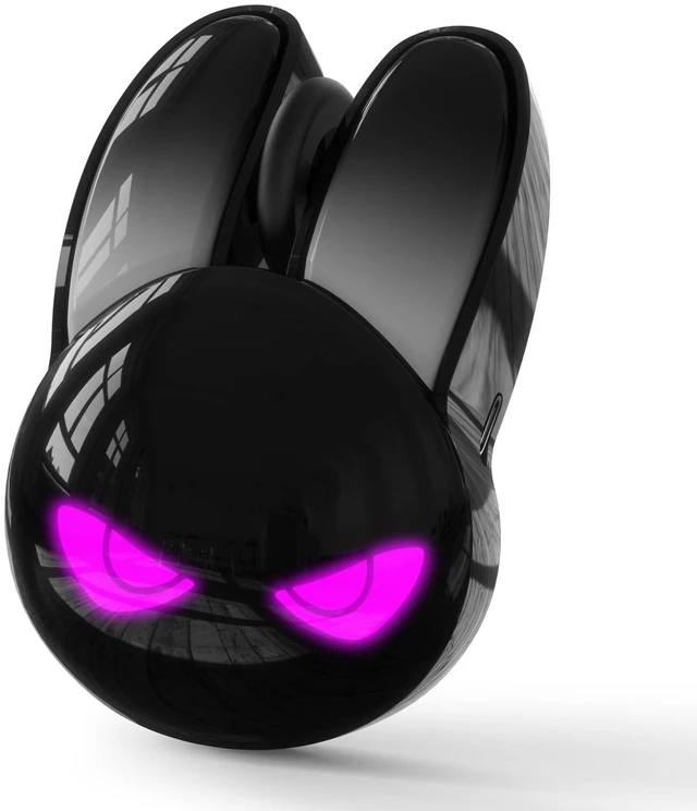 Main image of Wireless Gaming Mouse, RGB Light Cool Eyes Bunny Design, TriMode 2.4G/Bluetooth/Wired Rechargeable Silent Click Cute Mouse, 3 Buttons 1200 DPI, Portable Mice for iPad Mac Laptop PC- Black