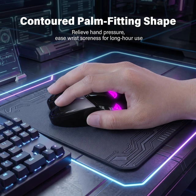 Alt view image 5 of 7 - Wireless Gaming Mouse, RGB Light Cool Eyes Bunny Design, TriMode 2.4G/Bluetooth/Wired Rechargeable Silent Click Cute Mouse, 3 Buttons 1200 DPI, Portable Mice for iPad Mac Laptop PC- Black