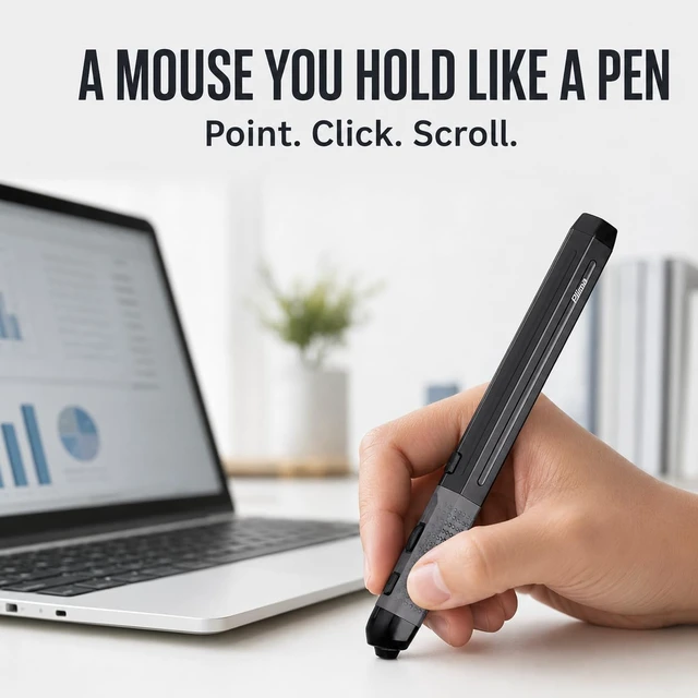 Alt view image 3 of 7 - Pocket Pen Mouse, Bluetooth/2.4GHz, Ergonomic, Rechargeable (Black) | Natural Pen-Tip "Press-to-Click" Design Pocket-Sized for Laptop, Windows 7/8/10/11, Android, Linux, Mac OS