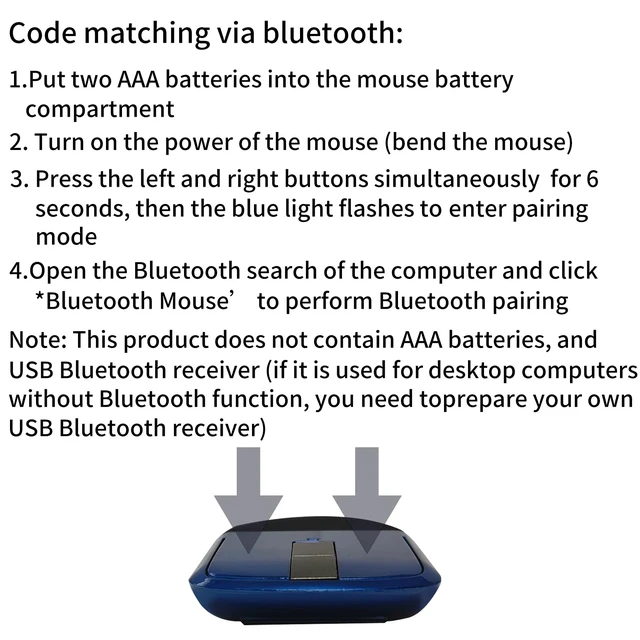 Alt view image 5 of 6 - Bluetooth Arc Touch Travel Mouse Foldable Slim and Portable Mini Wireless Computer Mouse Folding Optical Mice for Microsoft Laptop Notebook Tablet - Black & Blue