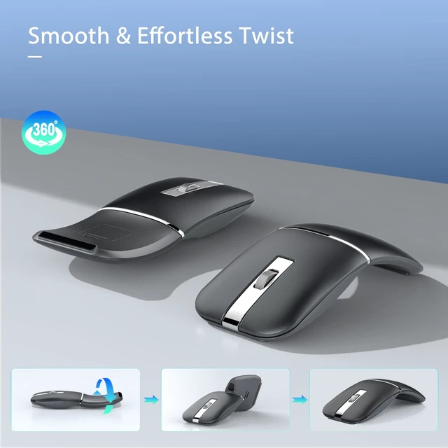 Alt view image 5 of 7 - Wireless Mouse Bendable Rotating Design, Tri-Mode (BT 5.0/4.0 + 2.4GHz),arc Rechargeable Travel Wireless Mouse for Microsoft Laptop PC Tablet Black