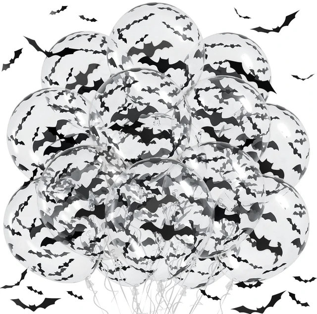 Main image of Halloween Bat Balloons, 30Pcs Halloween Spooky Birthday Party Decorations | White Bat Transparent Latex Balloons,Happy Halloween Horror Party Decor Baby Shower Kids Birthday Party Decorations Supplies