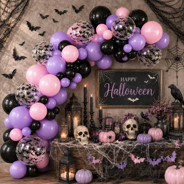 Alt view image 7 of 7 - Halloween Bat Balloons, 30Pcs Halloween Spooky Birthday Party Decorations | White Bat Transparent Latex Balloons,Happy Halloween Horror Party Decor Baby Shower Kids Birthday Party Decorations Supplies
