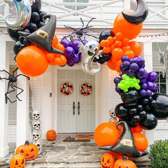 Alt view image 2 of 7 - Halloween Party Balloons, 50Pcs 12inch Green Purple Orange Black Balloons | Halloween Decorations Balloons for Halloween party Celebration Birthday Spooky Ghost Party Decoration