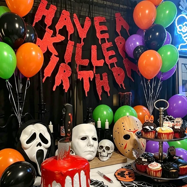 Alt view image 4 of 7 - Halloween Party Balloons, 50Pcs 12inch Green Purple Orange Black Balloons | Halloween Decorations Balloons for Halloween party Celebration Birthday Spooky Ghost Party Decoration