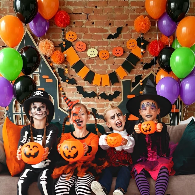 Alt view image 5 of 7 - Halloween Party Balloons, 50Pcs 12inch Green Purple Orange Black Balloons | Halloween Decorations Balloons for Halloween party Celebration Birthday Spooky Ghost Party Decoration