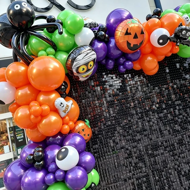 Alt view image 6 of 7 - Halloween Party Balloons, 50Pcs 12inch Green Purple Orange Black Balloons | Halloween Decorations Balloons for Halloween party Celebration Birthday Spooky Ghost Party Decoration