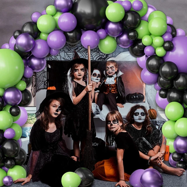 Alt view image 5 of 7 - Halloween Balloon Garland Arch Kit, 116PCS Green Purple Black Balloons Metallic Purple Balloons for Halloween Party Decorations Kids Birthday Baby Shower Party Favors, 5/10/12/18 Inch