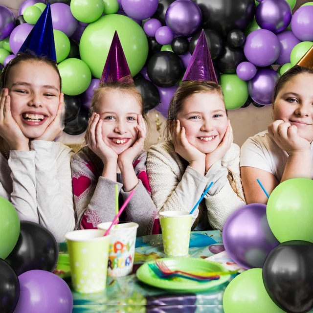 Alt view image 6 of 7 - Halloween Balloon Garland Arch Kit, 116PCS Green Purple Black Balloons Metallic Purple Balloons for Halloween Party Decorations Kids Birthday Baby Shower Party Favors, 5/10/12/18 Inch