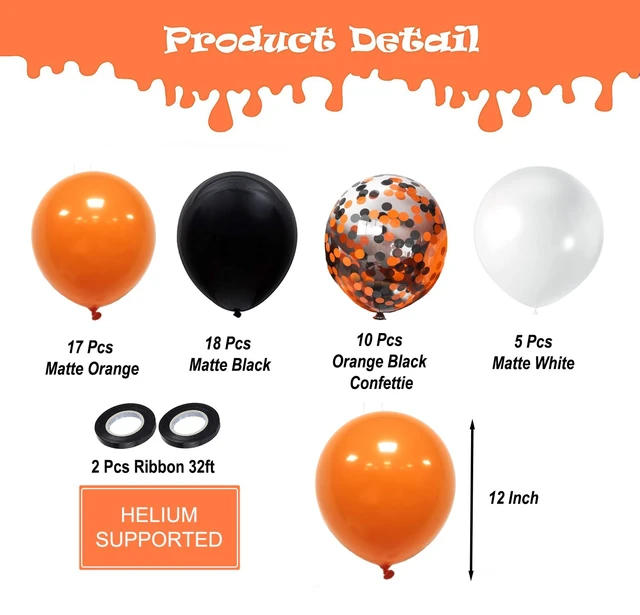 Alt view image 2 of 7 - Halloween Balloons Black Orange Balloons Set, 50Pcs 12inch Black White Orange Confetti Latex Balloon Halloween Balloon for Celebration Party Bar Anniversary Graduation Decoration