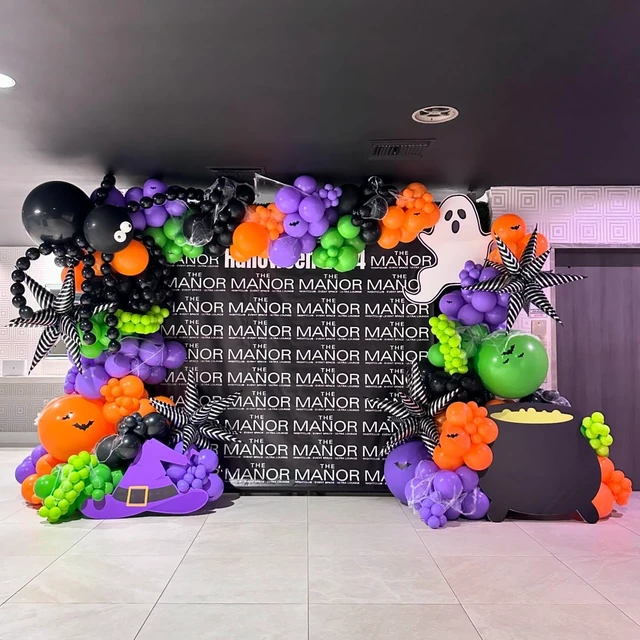 Alt view image 5 of 6 - Halloween Balloons, 50pcs 12 inch Orange Black Green Purple Balloons | for Halloween Theme Party Supplies Birthday Party Decorations