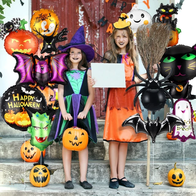 Alt view image 3 of 7 - 24 Pcs Halloween Foil Balloons Decoration Happy Halloween Balloons Set | Large Size Spider Black Cat Ghost Witch Bat Monster for Halloween Horror Theme Trick or Treat Party Home Decorations Supplies