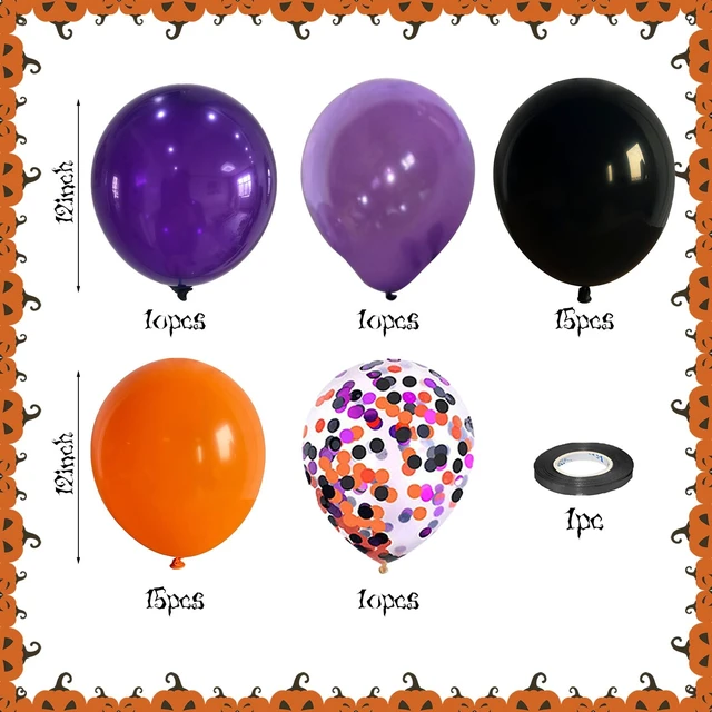 Alt view image 2 of 7 - 60Pcs Black Orange Purple Balloons, 12 Inch Balloon Purple Black Orange Party Balloons with Confetti Latex Helium Balloon for Birthday Festival Party Decoration Halloween Theme Party Indoor Outdoor