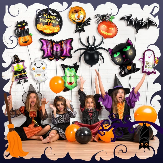 Alt view image 4 of 7 - 24 Pcs Halloween Foil Balloons Decoration Happy Halloween Balloons Set | Large Size Spider Black Cat Ghost Witch Bat Monster for Halloween Horror Theme Trick or Treat Party Home Decorations Supplies