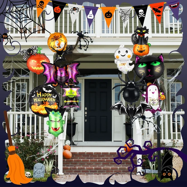 Alt view image 7 of 7 - 24 Pcs Halloween Foil Balloons Decoration Happy Halloween Balloons Set | Large Size Spider Black Cat Ghost Witch Bat Monster for Halloween Horror Theme Trick or Treat Party Home Decorations Supplies