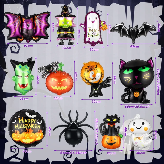 Alt view image 2 of 7 - 24 Pcs Halloween Foil Balloons Decoration Happy Halloween Balloons Set | Large Size Spider Black Cat Ghost Witch Bat Monster for Halloween Horror Theme Trick or Treat Party Home Decorations Supplies