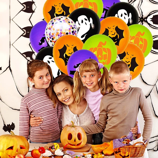 Alt view image 6 of 7 - 62PCS Halloween Party Balloons Decorations, 12 Inch Black Orange Purple Green Confetti Balloons for Kids Halloween Birthday Bachelorette Party Decorations Supplies