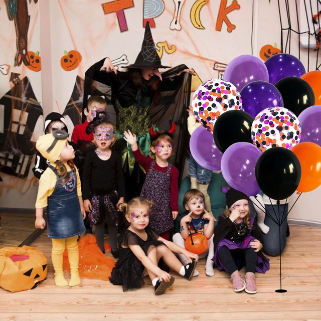 Alt view image 3 of 7 - 60Pcs Black Orange Purple Balloons, 12 Inch Balloon Purple Black Orange Party Balloons with Confetti Latex Helium Balloon for Birthday Festival Party Decoration Halloween Theme Party Indoor Outdoor