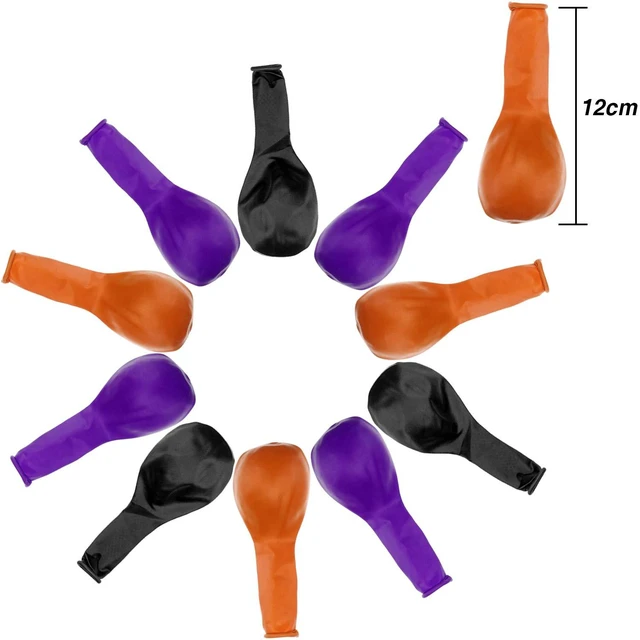 Alt view image 7 of 7 - 100 Pcs Halloween Purple Orange Black Balloons, 13 Inch | Latex Helium Balloons, Fade-resistant, for Halloween Party Wedding Celebration Birthday Anniversary Graduation Decorations