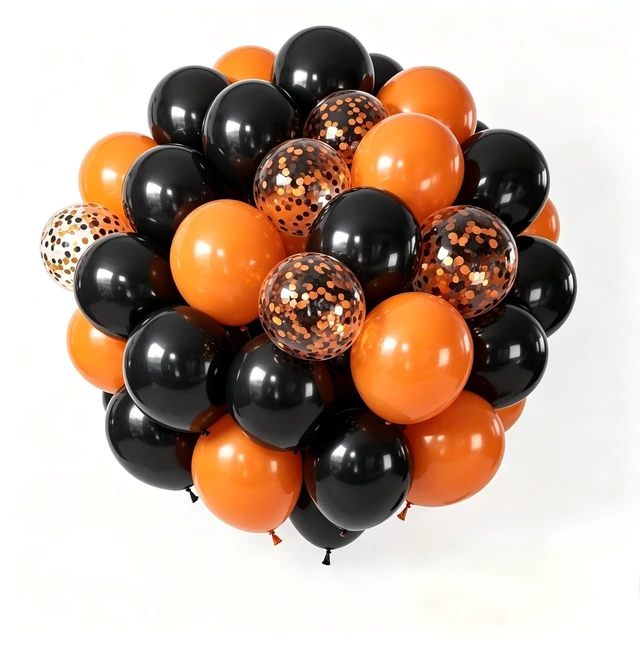Main image of Halloween Balloons 50 Pack, Spooky Halloween Party Decorations | 12 Inch Latex Balloons with BlackOrange Confetti Balloons for Arch Garland Backdrop Home Bar Party Supplies
