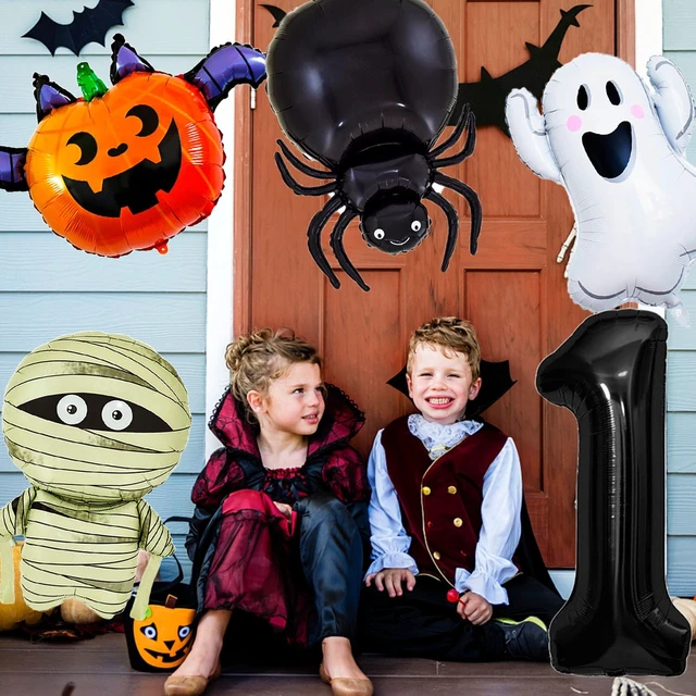 Alt view image 5 of 7 - Halloween Foil balloons Halloween Birthday Balloons Number 1 Spider Mummy Pumpkin Bat Ghost Balloon for Ghost Themed Party Decoration Supplies Decor Spider Ballons Arch Kits Party Balloon Set 5pcs