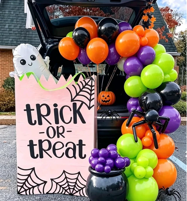 Alt view image 3 of 7 - Halloween Party Balloons Set, 50Pcs 12 Inch Black Orange Purple Green Latex Balloons for Birthday, Halloween Party Decorations