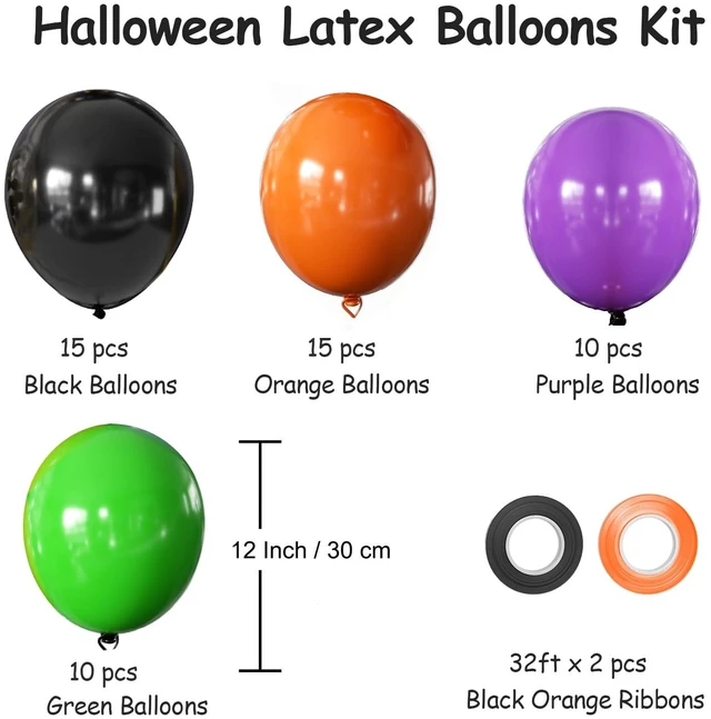 Alt view image 7 of 7 - Halloween Party Balloons Set, 50Pcs 12 Inch Black Orange Purple Green Latex Balloons for Birthday, Halloween Party Decorations