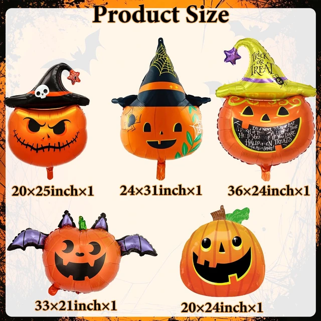 Alt view image 2 of 7 - 5 Pcs Halloween Balloons Set Include Pumpkin Balloons for Halloween Party Decorations Haunted House Parties Supplies