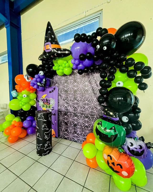 Alt view image 5 of 6 - 60pcs 12 Inch Halloween Latex BalloonsBlack Orange Green Purple Balloons | with 1 Ribbon, Birthday & Halloween Party Decoration