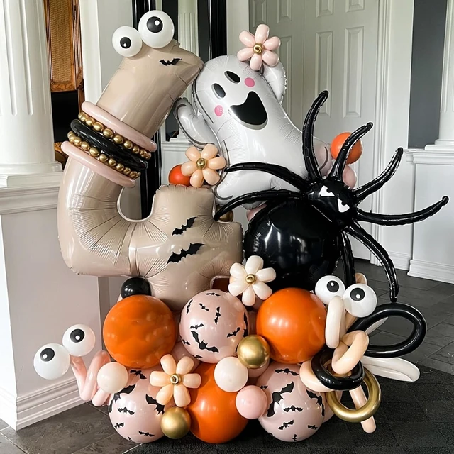 Alt view image 5 of 6 - Halloween Spider Balloons 33 Inch Giant Black Foil Balloon Decorations | Large Spider Shape Balloons for Spooky Party Haunted House Birthday Halloween Decorations Mylar Balloon Supplies