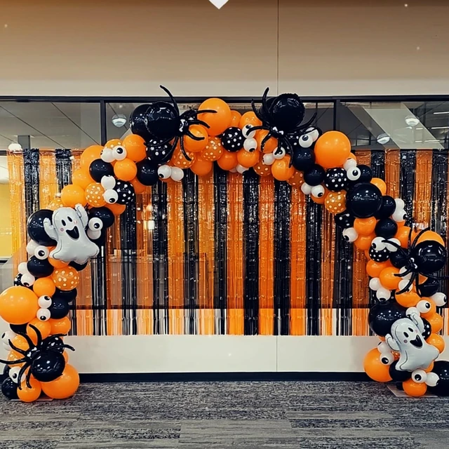 Alt view image 6 of 6 - Halloween Spider Balloons 33 Inch Giant Black Foil Balloon Decorations | Large Spider Shape Balloons for Spooky Party Haunted House Birthday Halloween Decorations Mylar Balloon Supplies