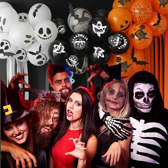 Alt view image 5 of 7 - Halloween Balloons Decoration, 50 Pcs 12 inch Halloween Balloon Black Orange White Pumpkin Scary Ghost Halloween Balloons for Halloween Birthday Party Decorations Supplies