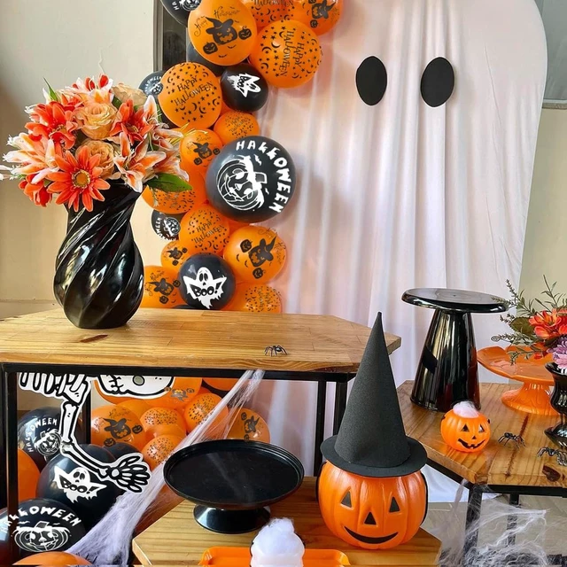 Alt view image 7 of 7 - Halloween Balloons Decoration, 50 Pcs 12 inch Halloween Balloon Black Orange White Pumpkin Scary Ghost Halloween Balloons for Halloween Birthday Party Decorations Supplies