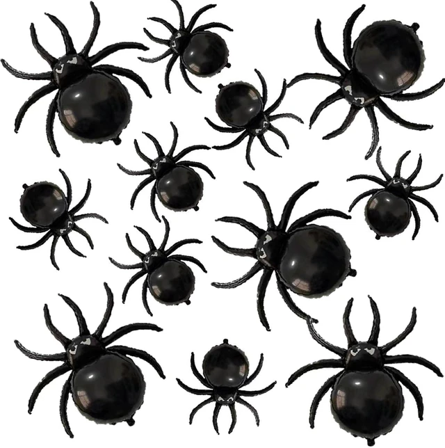 Main image of 12PCS Halloween Black Spider balloons - 33" Giant and 17.2" Small Spiders Foil Balloon for Halloween Decoration Day of Death New Year Birthday Spooky Party Supplier