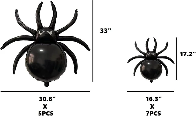 Alt view image 2 of 6 - 12PCS Halloween Black Spider balloons - 33" Giant and 17.2" Small Spiders Foil Balloon for Halloween Decoration Day of Death New Year Birthday Spooky Party Supplier