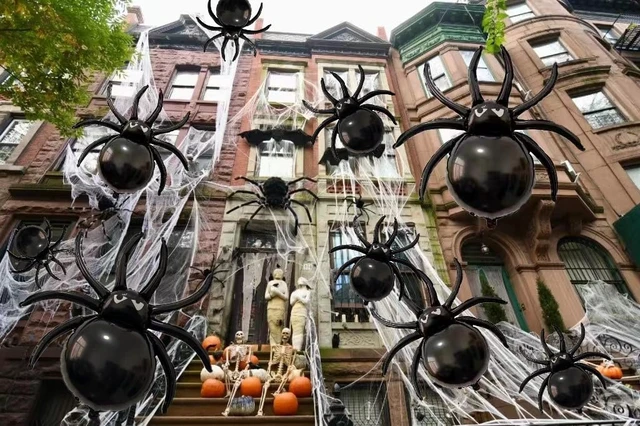 Alt view image 6 of 6 - 12PCS Halloween Black Spider balloons - 33" Giant and 17.2" Small Spiders Foil Balloon for Halloween Decoration Day of Death New Year Birthday Spooky Party Supplier