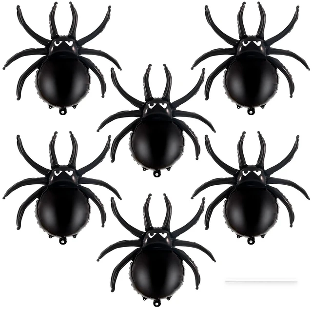 Main image of 6 Pcs Black Spider Balloons, Halloween Party Decorations, 33 Inch Spider Foil Mylar Balloons for Halloween Party Birthday Haunted House Spooky Decoration Supplies