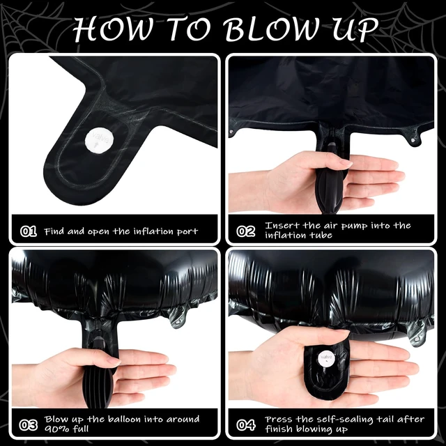 Alt view image 6 of 7 - 6 Pcs Black Spider Balloons, Halloween Party Decorations, 33 Inch Spider Foil Mylar Balloons for Halloween Party Birthday Haunted House Spooky Decoration Supplies