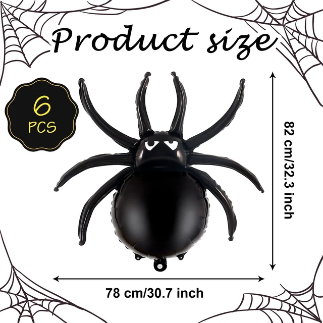 Alt view image 2 of 7 - 6 Pcs Black Spider Balloons, Halloween Party Decorations, 33 Inch Spider Foil Mylar Balloons for Halloween Party Birthday Haunted House Spooky Decoration Supplies